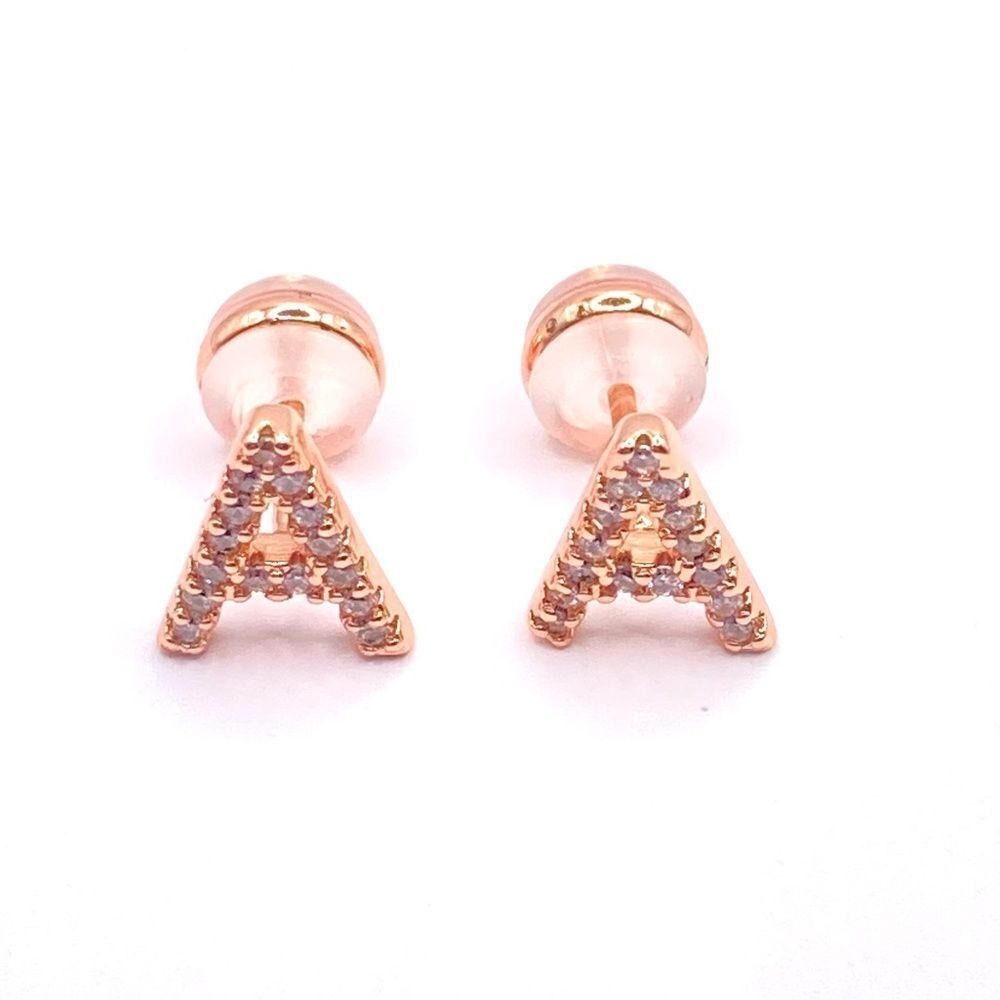 Rose Gold Initial A Stud Earrings